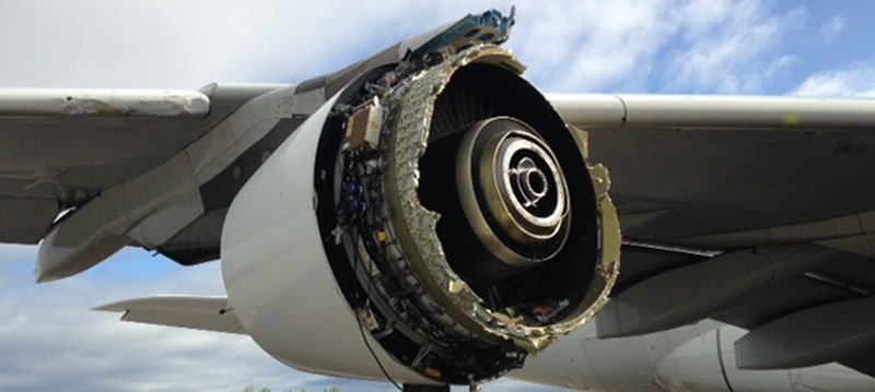 Motor de Airbus 380 averiado