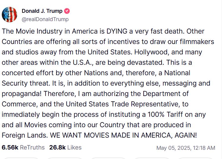 Mensaje de Donald Trump, presidente de EE.UU. a través de Truth Social Mensaje de Donald Trump, presidente de EE.UU. a través de Truth Social