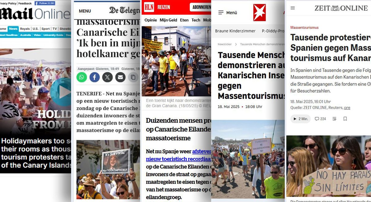 La prensa de los principales mercados emisores sigue con atención las manifestaciones en Canarias