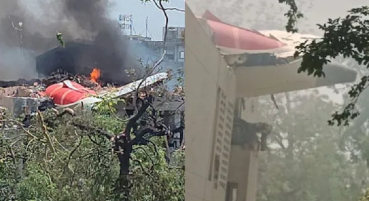 Capturas de vídeo en el que se puede ver el avión de Air India siniestrado