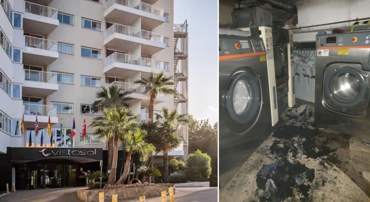 Desalojados durante la madrugada 530 turistas de un hotel de Magaluf (Mallorca) por un incendio | Fotos: Apartamentos Vistasol / Bombers de Mallorca