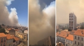 Un incendio cubre el cielo de Marsella (Francia) y obliga a cerrar el aeropuerto y paralizar los trenes