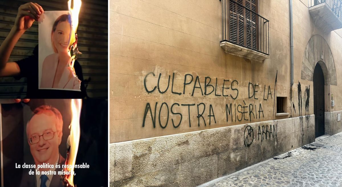 Independentistas vuelven a la carga contra el turismo: Queman fotos de políticos y hoteleros Independentistas vuelven a la carga contra el turismo: Queman fotos de políticos y hoteleros