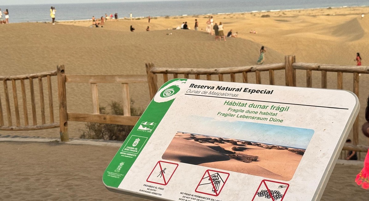 La falta de mantenimiento, vigilancia y conciencia ciudadana ponen en peligro las Dunas de Maspalomas| Foto: Tourinews