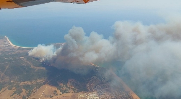 Vista aérea del incendio de Tarifa Foto Junta de Andalucía Vista aérea del incendio de Tarifa Foto Junta de Andalucía