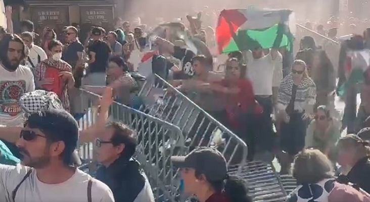 Las protestas propalestina dinamitan el fin de La Vuelta| Captura: RTVE
