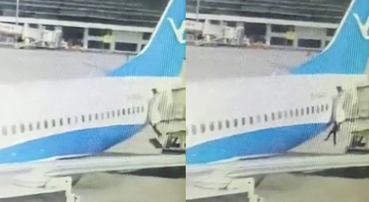 Sobrecargo cae de un avión en China