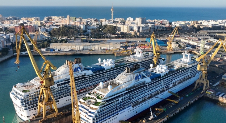 Reparaciones de cruceros en los astilleros de Navantia en Cádiz | Foto: Navantia