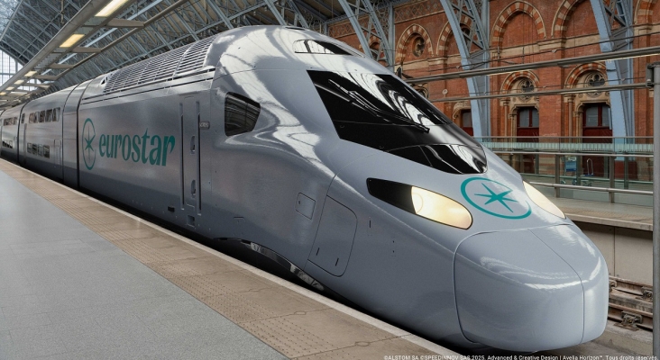 Eurostar Celestia llegando a la estación London St Pancras | Foto: CGI ©ALSTOM SA ©SPEEDINNOV SAS 2025. Advanced & Creative Design | Avelia Horizon™