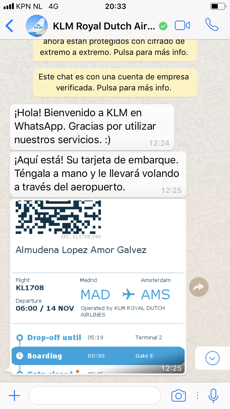 KLM ya atiende por Whatsapp en España