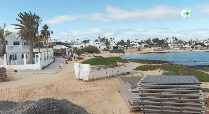 Futura pasarela en la playa de Corralejo (Fuerteventura) | Foto: Captura de vídeo de RTVC