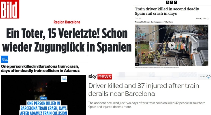 La prensa internacional también se hace eco del accidente de tren en Barcelona que ha dejado un fallecido y más de 30 heridos
