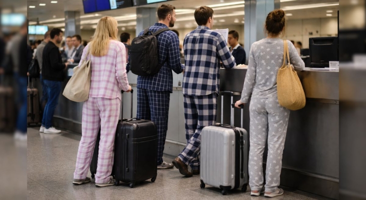 ¿Adiós a los pijamas en el aeropuerto? Tampa (EE. UU.) reabre el debate sobre cómo vestir para volar | Foto: Imagen generada por IA