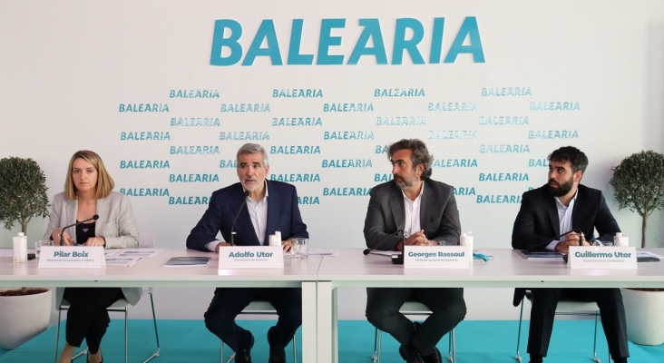 Adolfo Utor durante la presentación de los resultados de Baleària en 2025