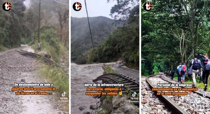 Colapsa una vía del tren a Machu Picchu (Perú) en plena Semana Santa