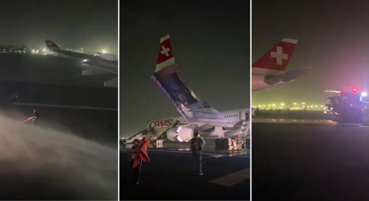 Seis heridos en la evacuación de un avión de Swiss Air tras incendiarse uno de los motores