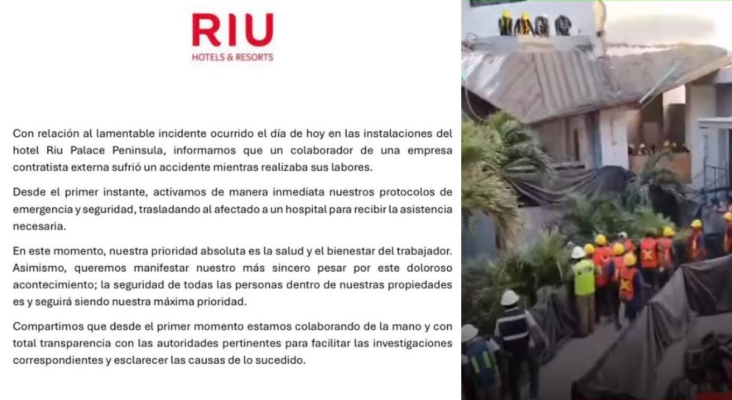 Muere un trabajador tras el colapso de una losa en las obras de un hotel RIU de Cancún (México)