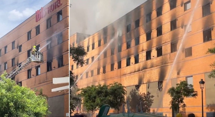 Extinguido un incendio del hotel Ibis de Málaga tras más de 30 horas de trabajos | Foto: Redes Sociales