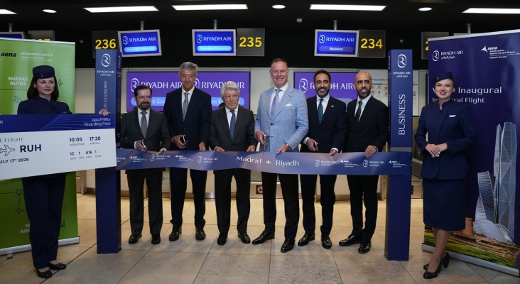 Llegada del vuelo inaugural de Riyadh Air a Madrid