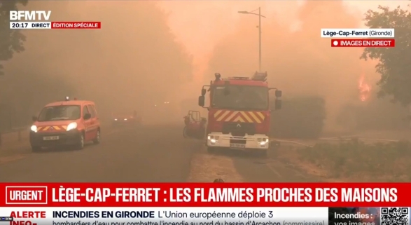 Tres grandes incendios obligan a evacuar a más de 60.000 personas en zonas turísticas del sur de Francia | Foto: Captura de BFMTV