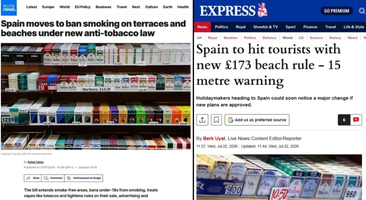 La prensa de Reino Unido alerta de las futuras prohibiciones sobre el tabaco en España de cara a las vacaciones