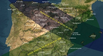 Franja desde la que se observará mejor el eclipse | Ministerio de Transporte y Movilidad Sostenible