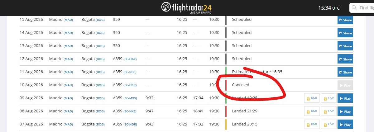 Vuelo de Iberia de Madrid a Bogotá cancelado. Vuelo de Iberia de Madrid a Bogotá cancelado.