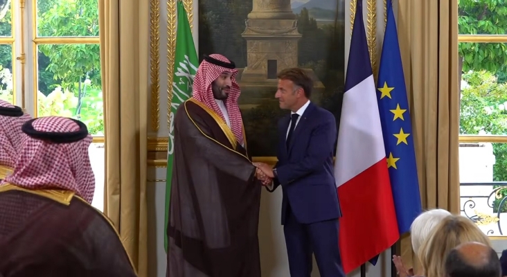 Mohammed bin Salman bin Abdulaziz Al Saud, príncipe heredero y primer ministro de Arabia Saudí, y Emmanuel Macro, presidente de Francia