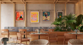 Render de uno de los comedores del futuro hotel