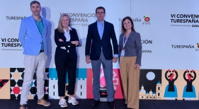 De izquierda a derecha, Eduardo Reyes, Pino León, Pablo Llinares y Paula Schlueter, de Turismo de Gran Canaria.