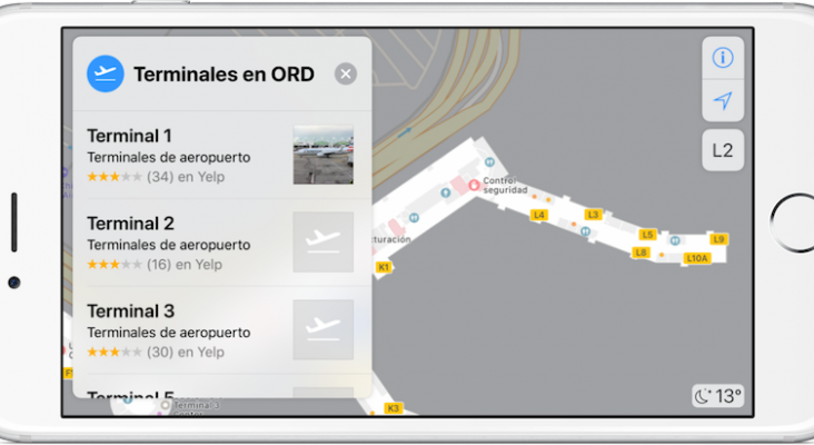 Apple Maps ofrecerá información sobre 34 aeropuertos 