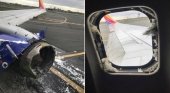 Explosión del motor de un avión, destruye ventanilla y succiona a una pasajera