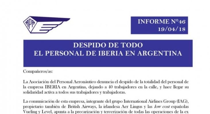 Iberia deja a sus trabajadores argentinos en la calle