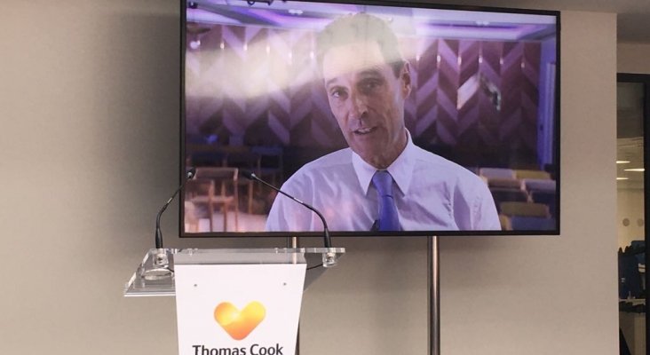 Peter Fankhauser, CEO del grupo Thomas Cook, estuvo presente mediante vídeo