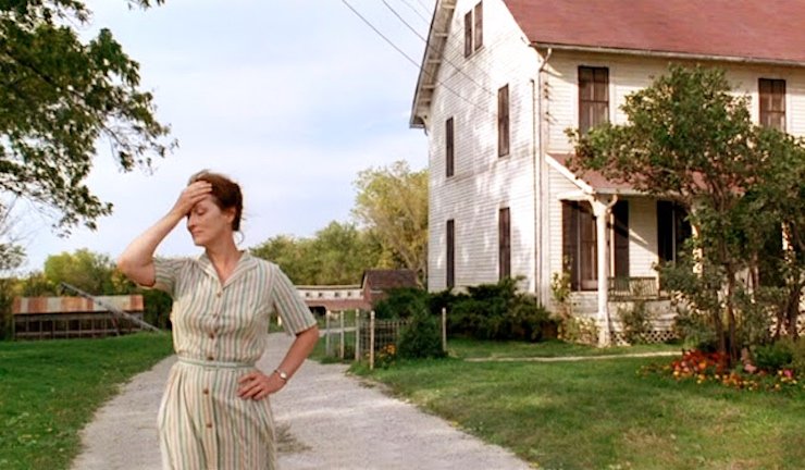 Meryl Streep, fotograma de Los Puentes de Madison, Mission Ranch Hotel detrás