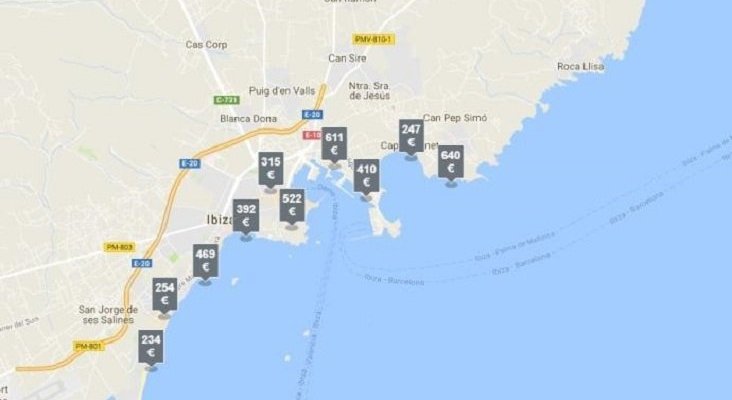 Precio habitaciones por noche en hoteles cuatro estrellas de Ibiza|Trivago vía el Diario de Ibiza
