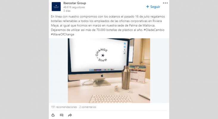 Iberostar Group impulsa una ola de cambio sostenible en sus oficinas|Foto: perfil LinkedIn Iberostar Group