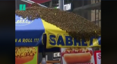 Pánico en Time Square por un enjambre de abejas|Foto: fotograma vídeo HuffPost News vía Facebook