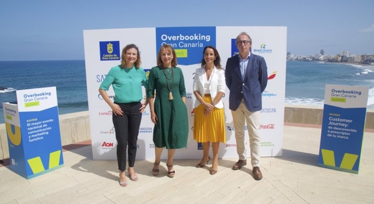 Vanessa Morales, Mariluz Fraile, Inés Jiménez y Fernando Candela durante la presentación de Overbooking Gran Canaria Summit 2018