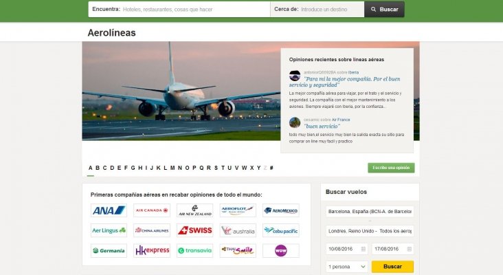 TripAdvisor anuncia el lanzamiento de una plataforma de reseñas de aerolíneas a escala internacional
