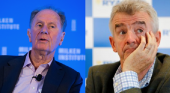 Accionista exige dimisiones en la cúpula de Ryanair|Foto: David Bonderman (izq.) y Michael O'Leary vía Time y The Irish Times