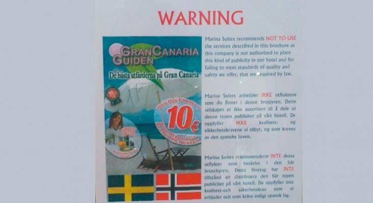 Aviso a clientes en el Hotel Marina Suites en Gran Canaria