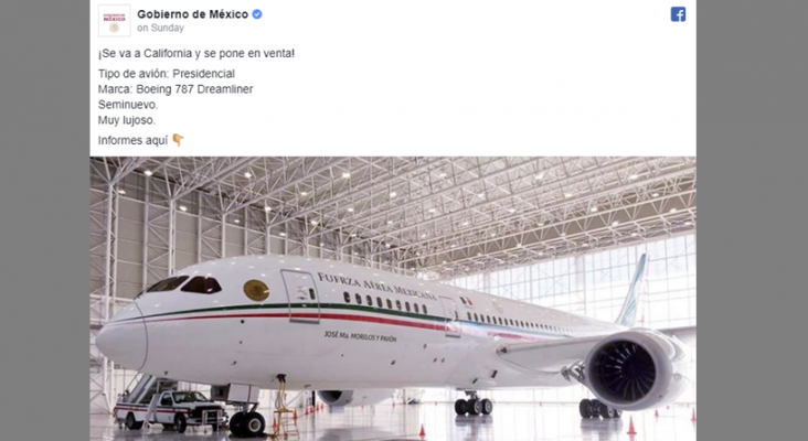 En venta el avión presidencial de México