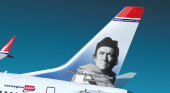 El avión de Norwegian con uno de los homenajeados Félix Rodríguez de la Fuente
