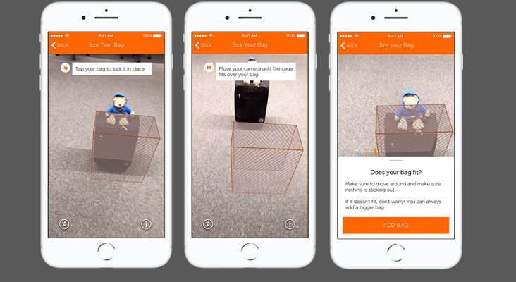 La 'app' de permite medir el tamaño de las maletas