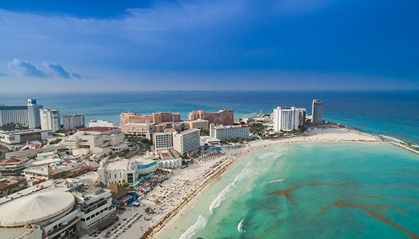 Zona hotelera de Cancún, México