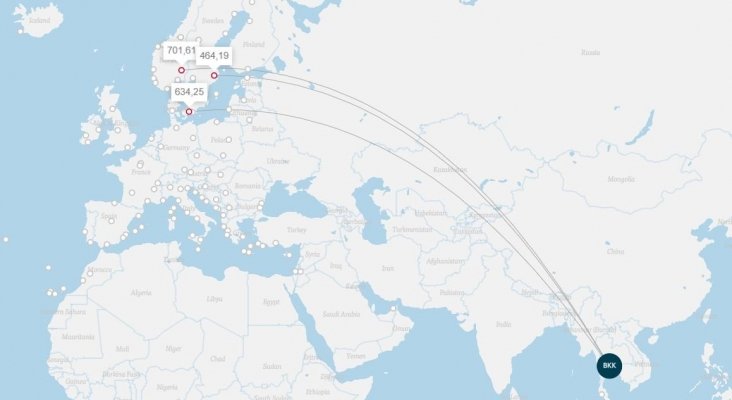 Mapa de viajes a Tailandia