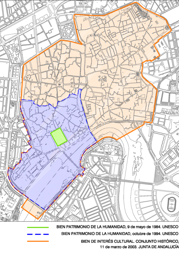Zona Patrimonio de la Humanidad en Córdoba según PGOU 1984