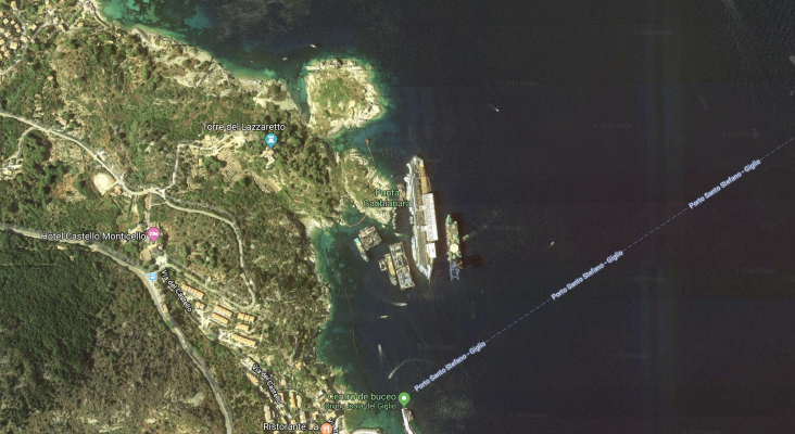 El Costa Concordia aún sigue varado en Google Maps