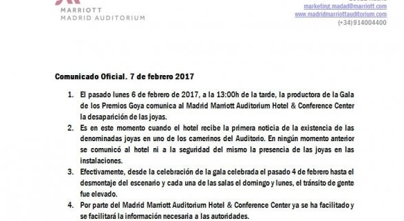 Marriott Madrid Auditorium Comunicado